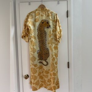 Silk Leopard Print Kimono with Floral Pattern